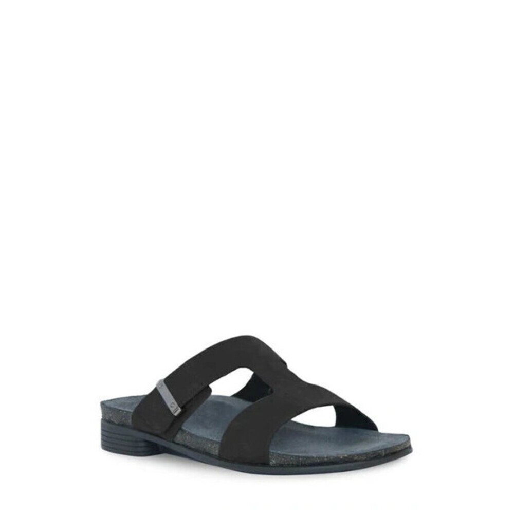 Munro Jody Sandals Women's 7 Black Nubuck Leather Adjustable Strap Slide KHD528